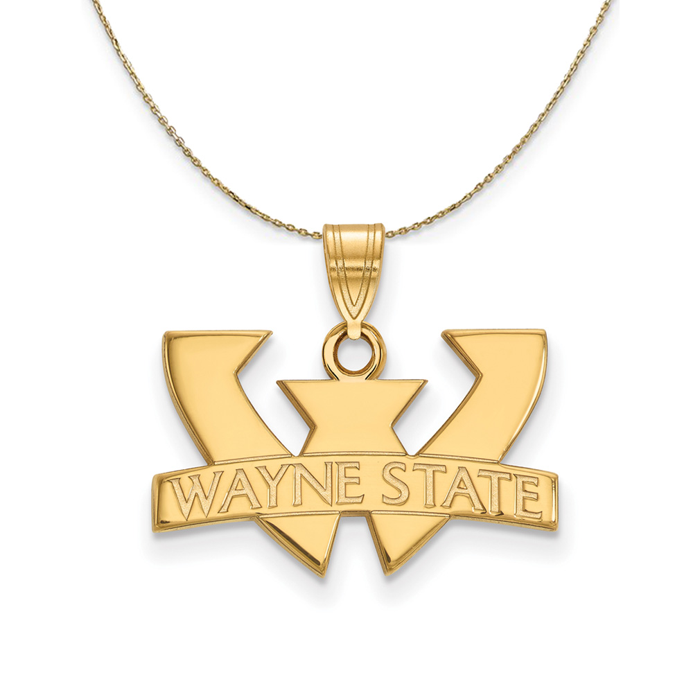 14k Yellow Gold Wayne State Logo Necklace