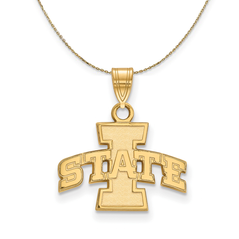 14k Yellow Gold Iowa State 'I STATE' Necklace