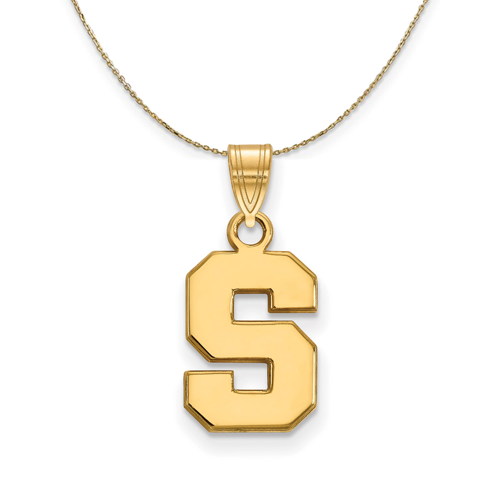 14k Yellow Gold Michigan State Small Initial Necklace