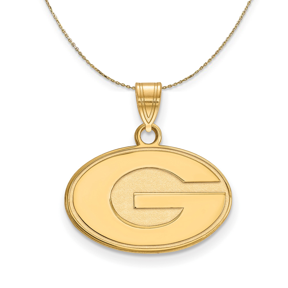 14k Yellow Gold U. of Georgia 'G' Oval Necklace