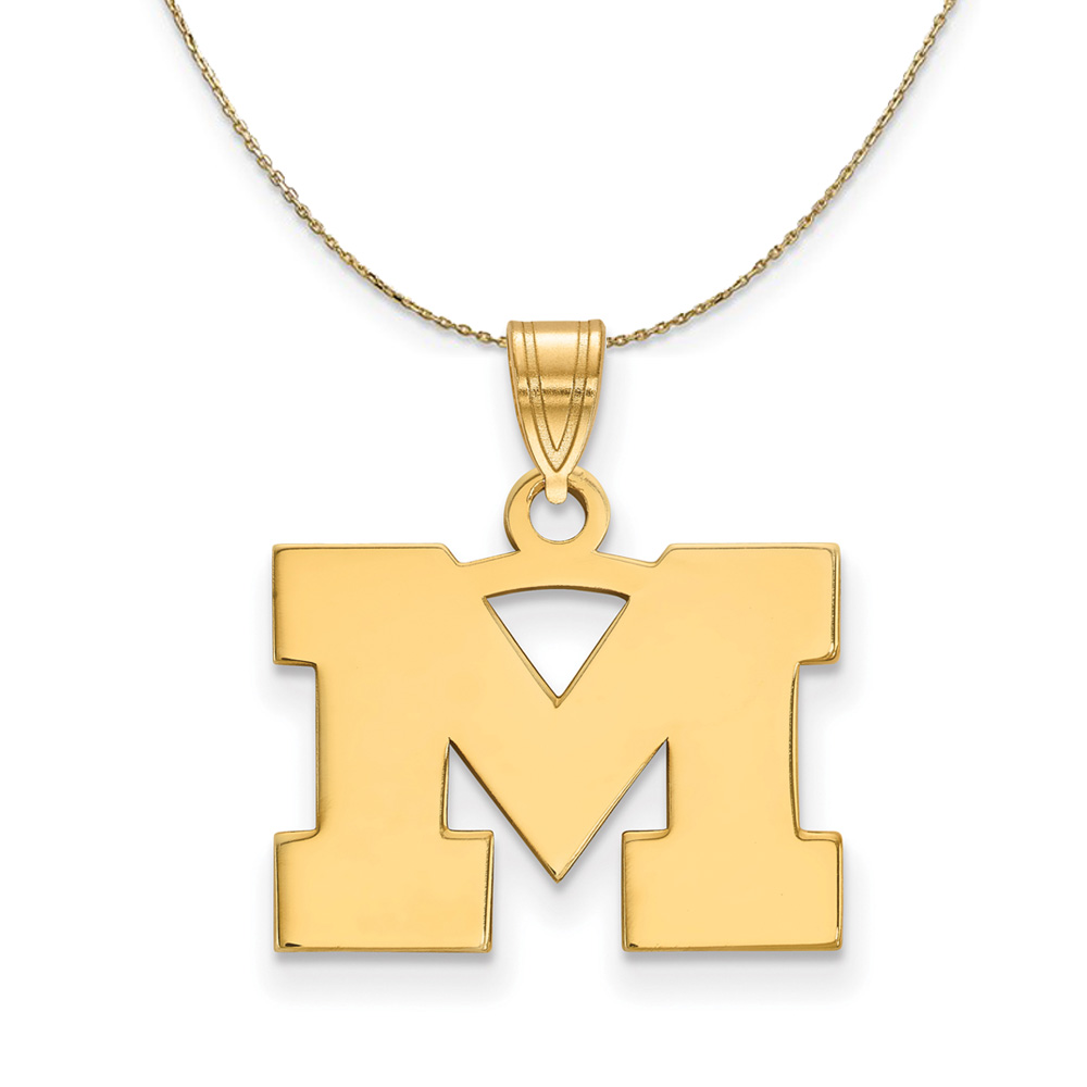 14k Yellow Gold U. of Michigan Small Initial Necklace