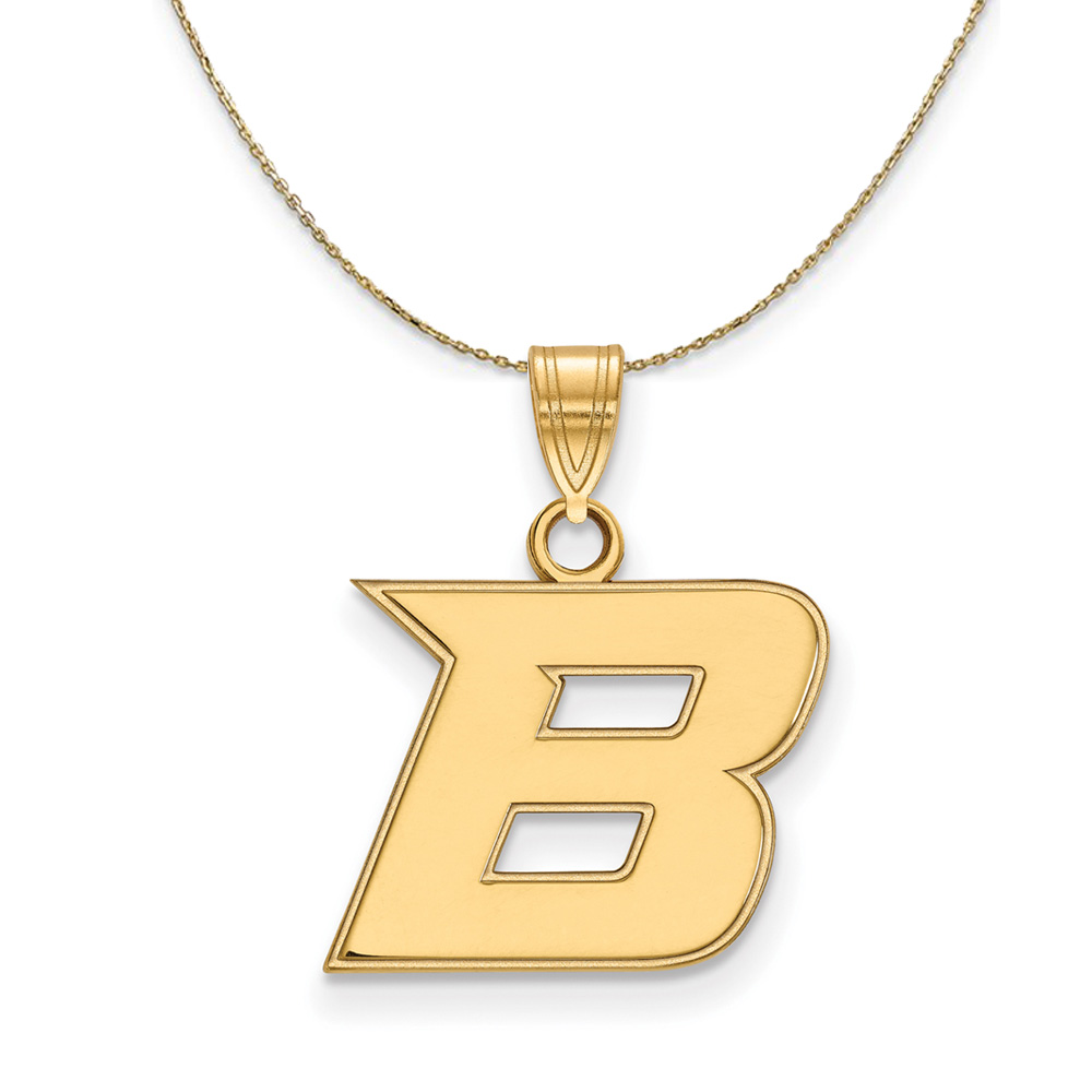 14k Yellow Gold Boise State Initial B Necklace