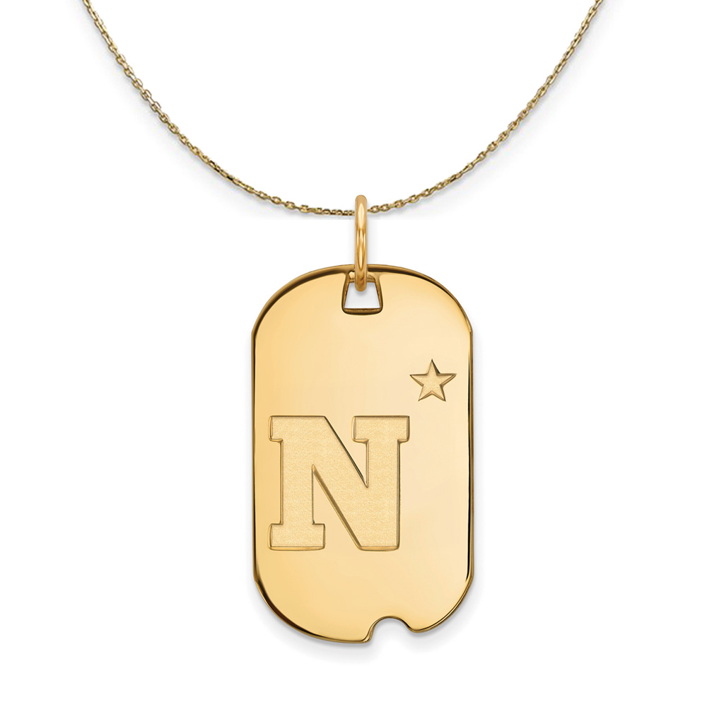 14k Yellow Gold U.S. Navy Dog Tag Logo Necklace