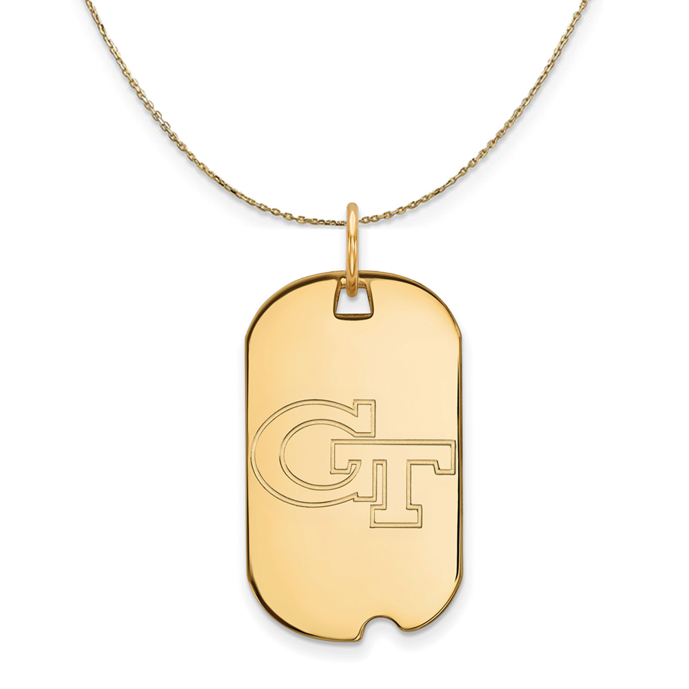 14k Yellow Gold Georgia Technology Dog Tag Necklace