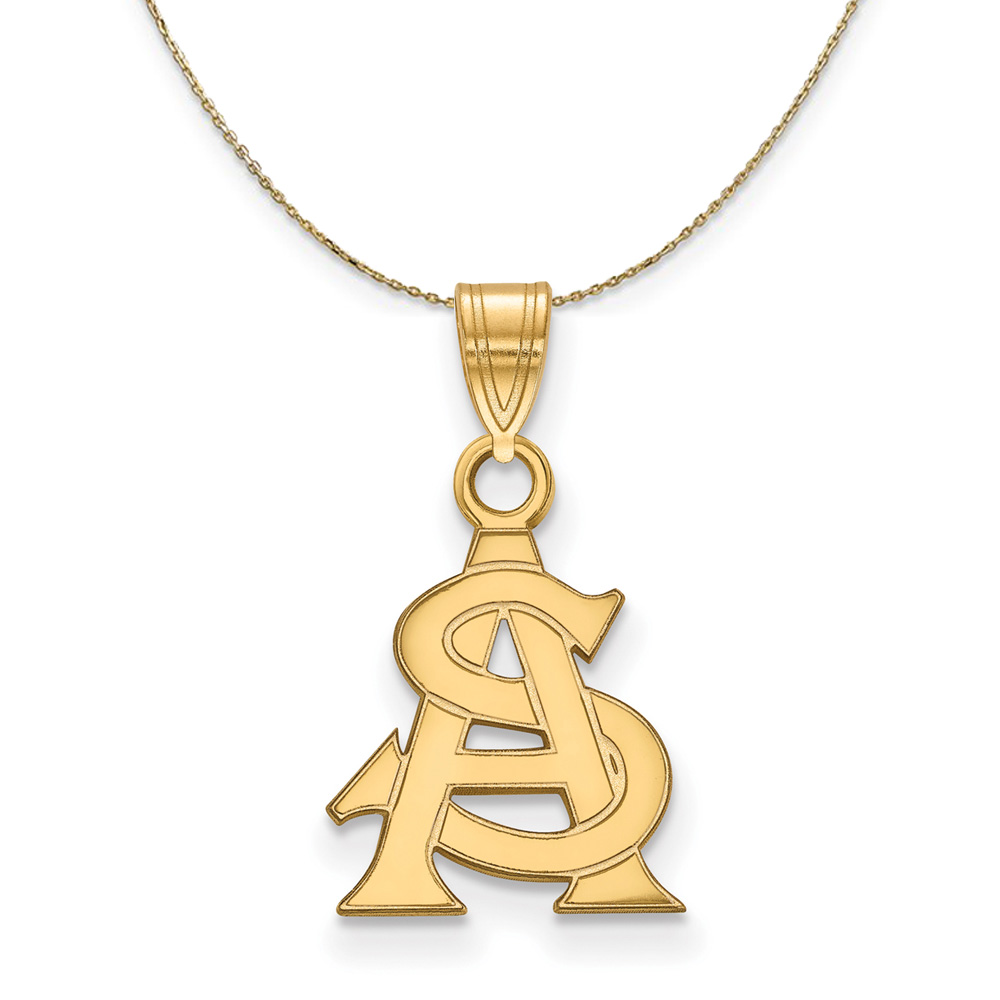 14k Yellow Gold Arizona State 'AS' Necklace