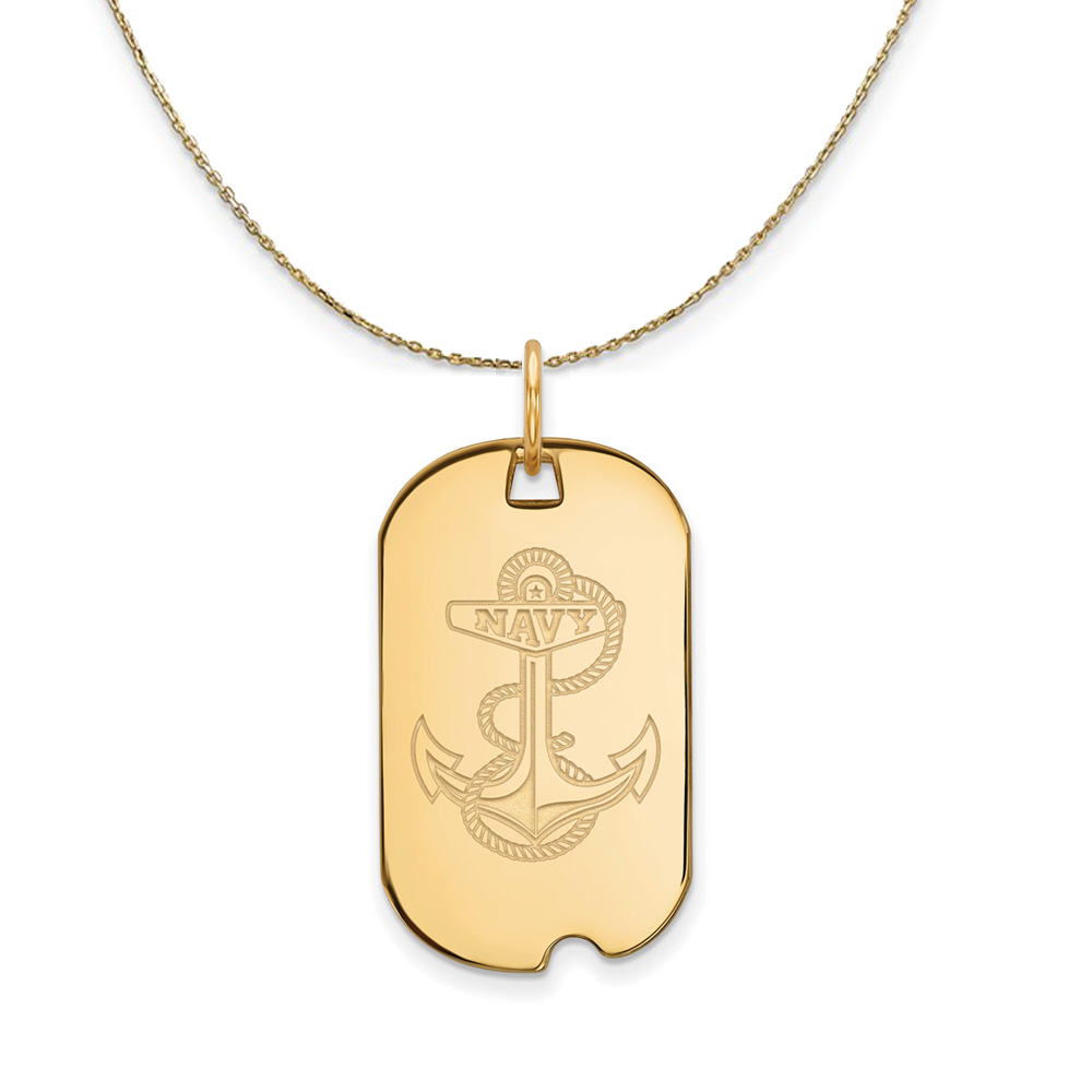 14k Yellow Gold U.S. Navy Dog Tag Necklace