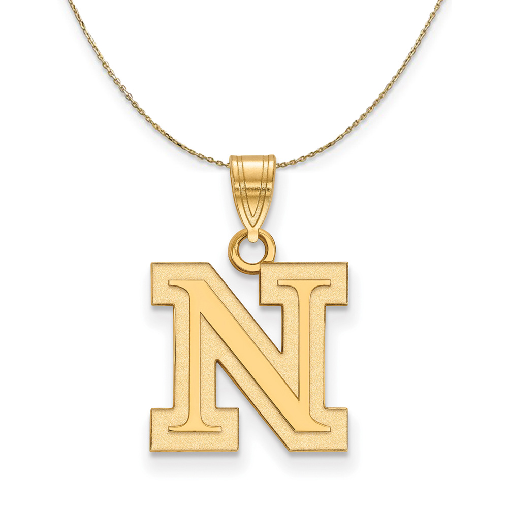 14k Yellow Gold U. of Nebraska Initial N Necklace