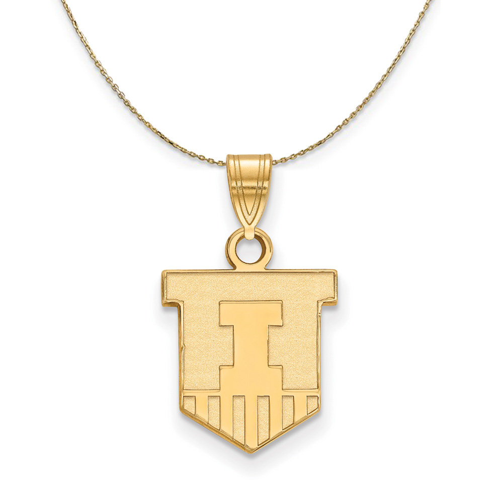 14k Yellow Gold U. of Illinois Shield Necklace