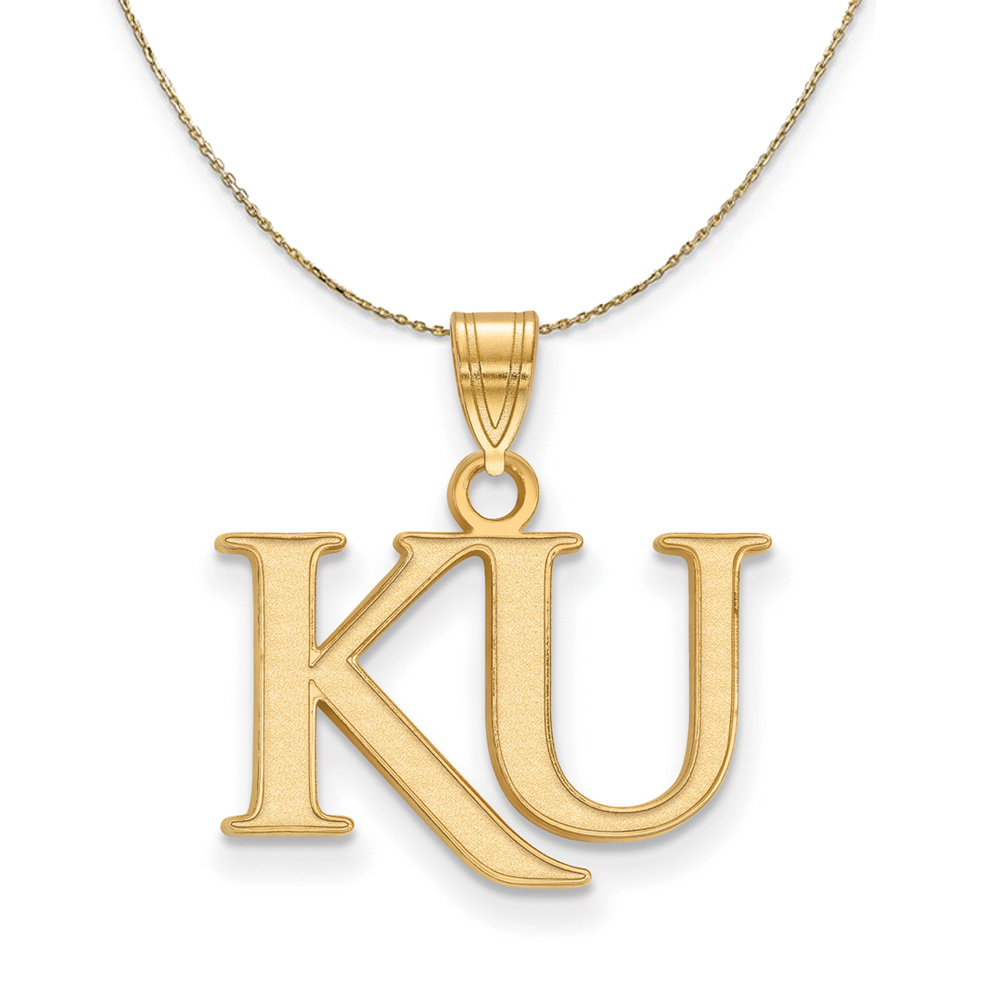 14k Yellow Gold U. of Kansas 'UK' Necklace
