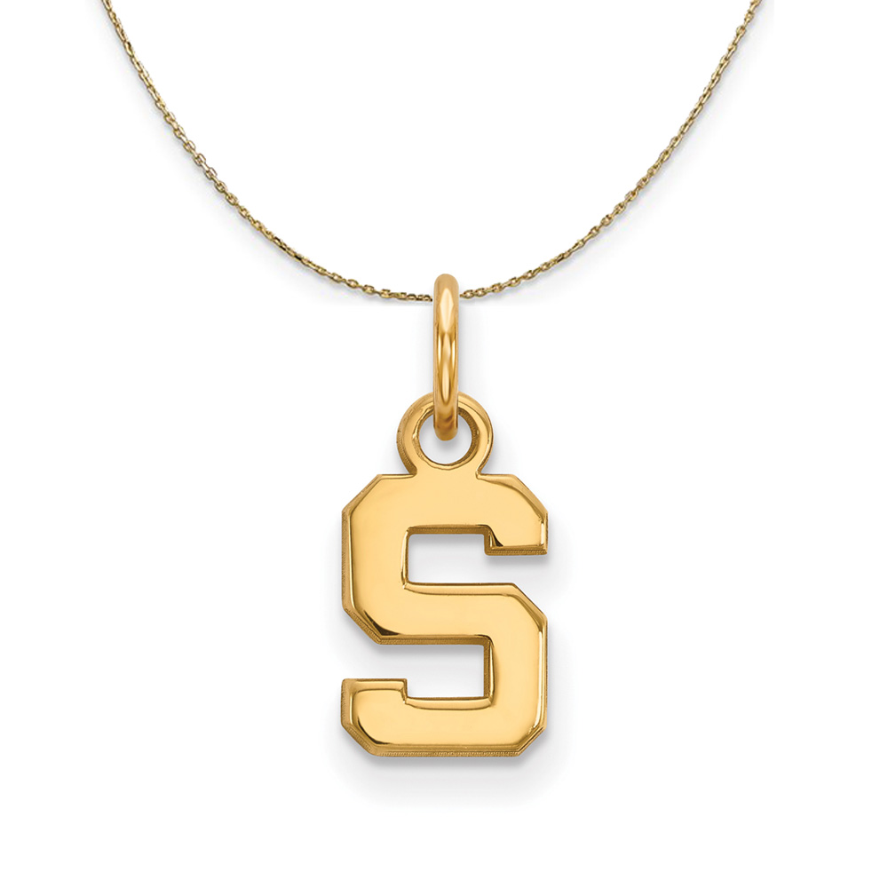 14k Yellow Gold Michigan State XS (Tiny) Initial Necklace