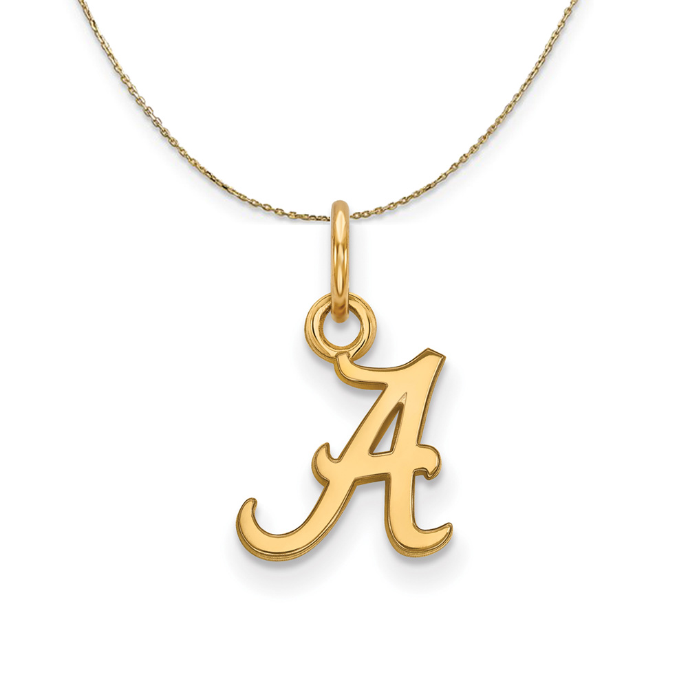 14k Yellow Gold U. of Alabama (Tiny) Initial A Necklace