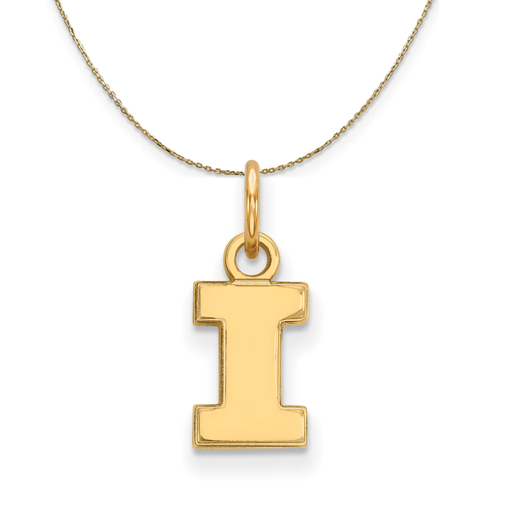 14k Yellow Gold U. of Illinois (Tiny) Initial I Necklace