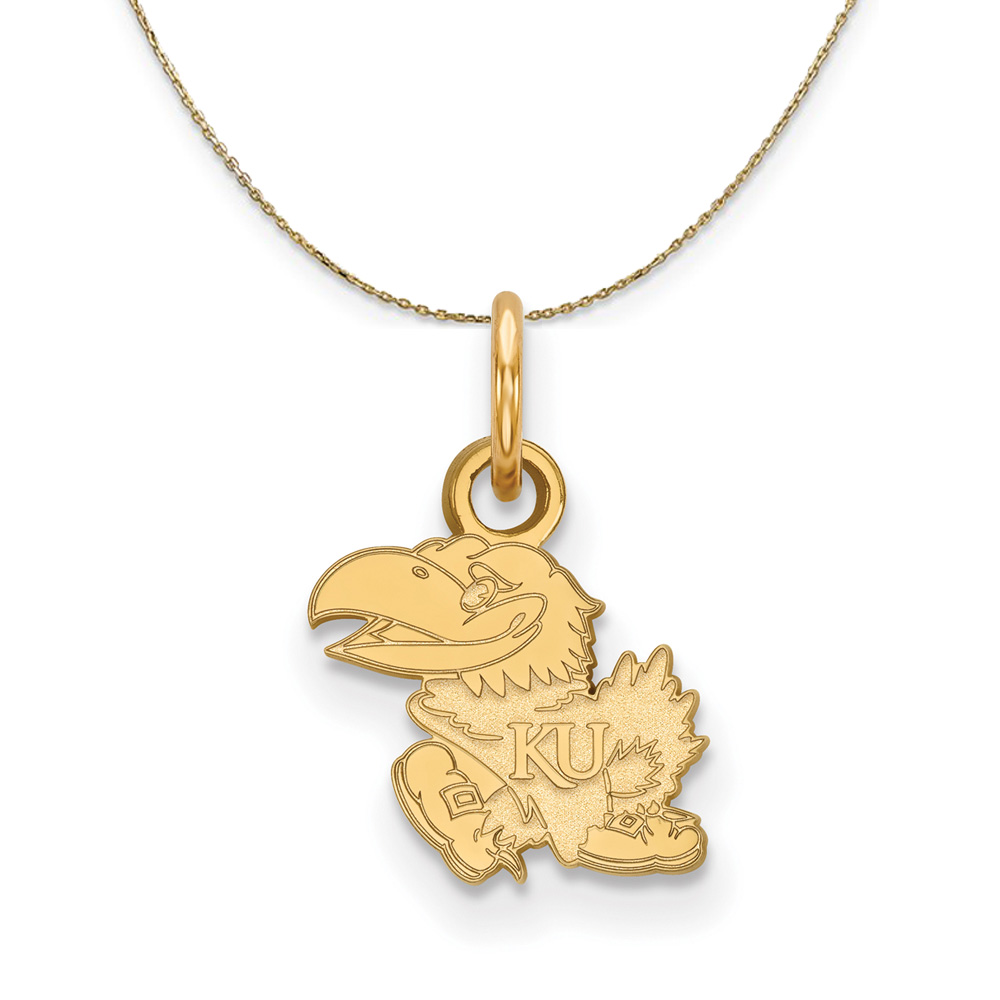 14k Yellow Gold U. of Kansas X-Small Mascot Necklace
