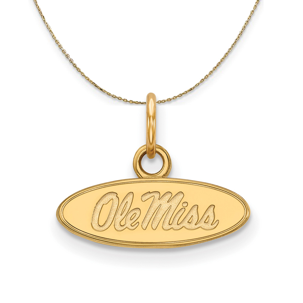 14k Yellow Gold U. of Mississippi X-Sm Oval Logo Necklace