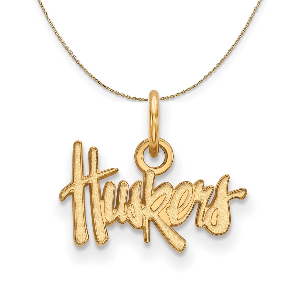 14k Yellow Gold U. of Nebraska (Tiny) Huskers Necklace