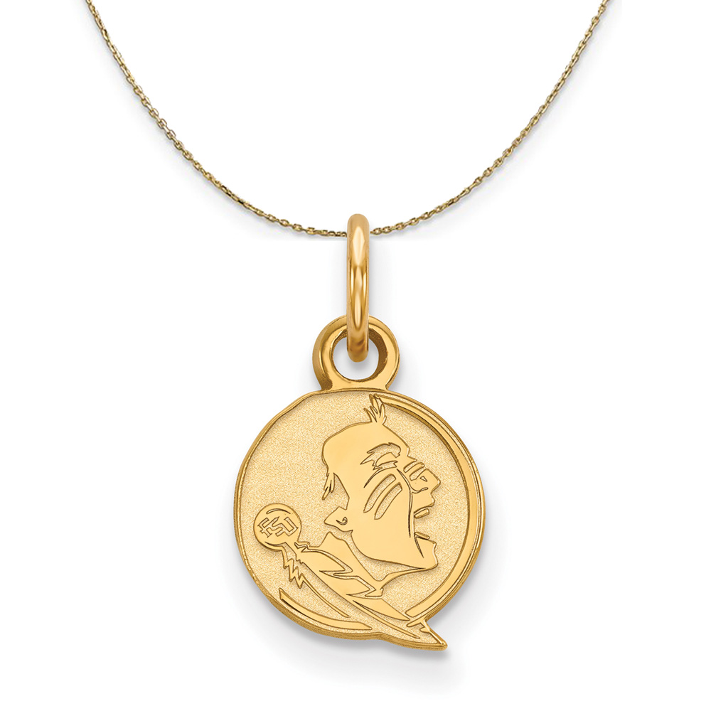 14K Yellow Gold Florida State X-Sm Round Logo Necklace