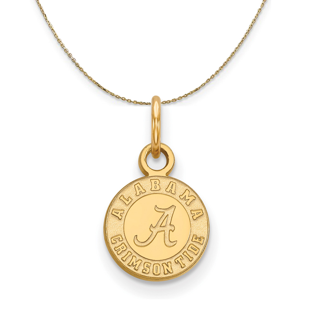 14k Yellow Gold U. of Alabama (Tiny) Round Logo Necklace