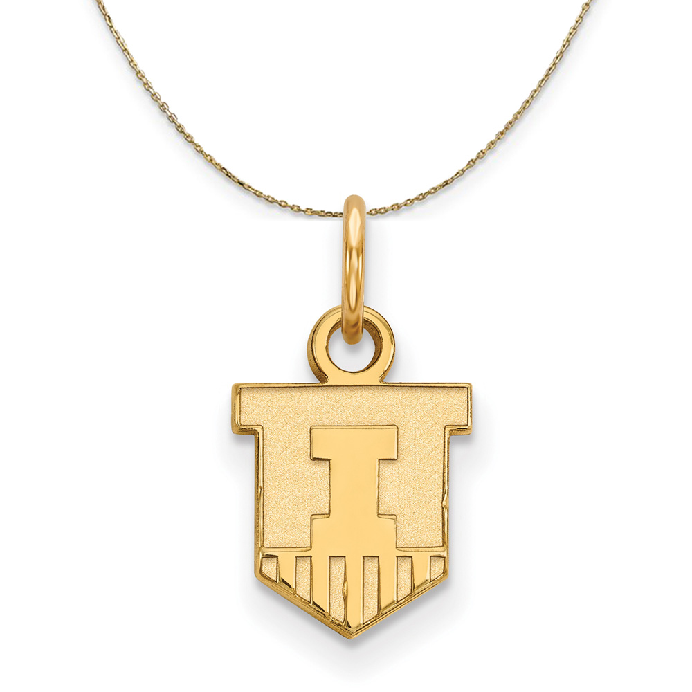 14k Yellow Gold U. of Illinois (Tiny) Shield Necklace