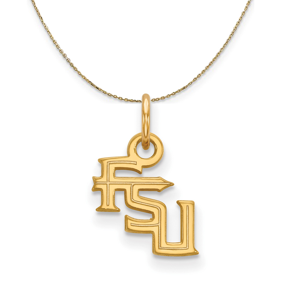 14k Yellow Gold Florida State (Tiny) 'FSU' Necklace