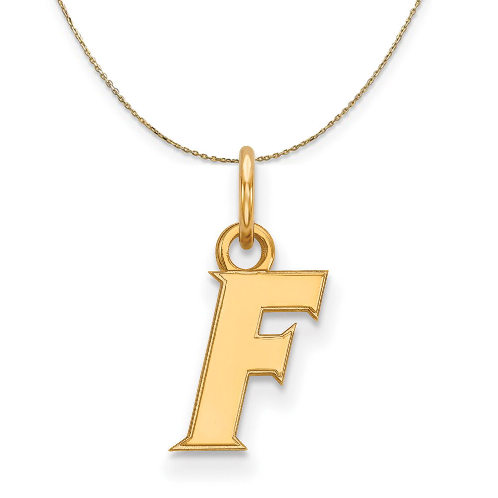 14k Yellow Gold U of Florida (Tiny) Initial F Necklace