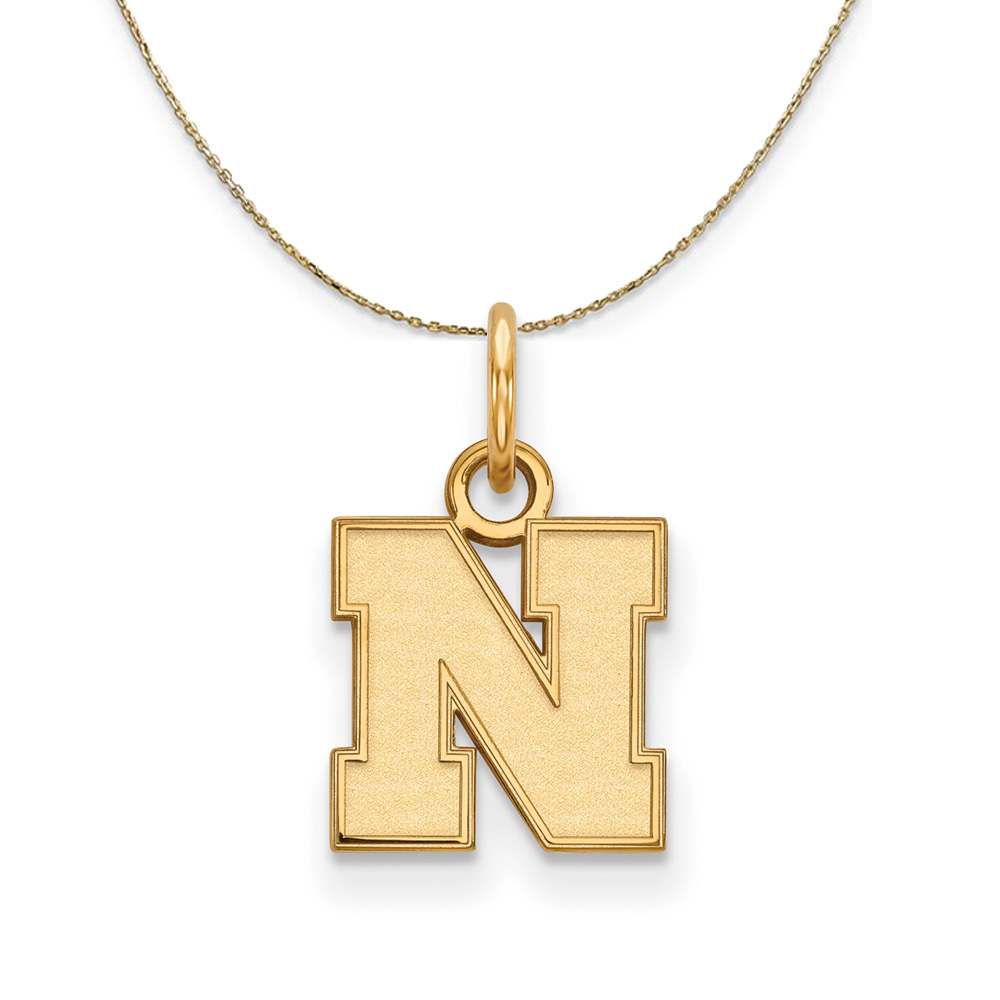 14k Yellow Gold U. of Nebraska (Tiny) Initial N Necklace