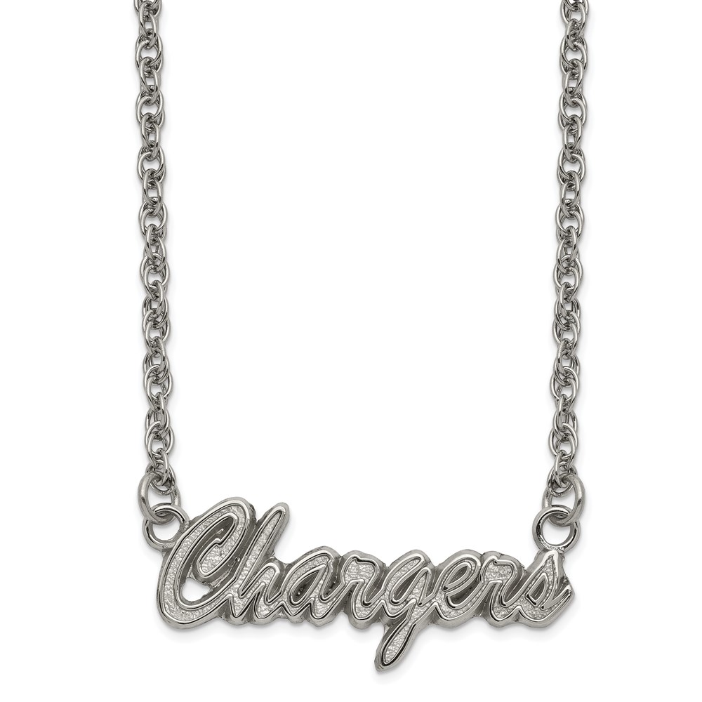 Stainless Steel NFL Los Angeles Chargers Script Necklace, 18 Inch