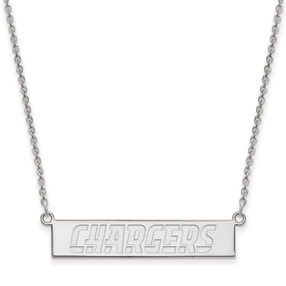 Sterling Silver NFL Los Angeles Chargers Bar Necklace, 18 In
