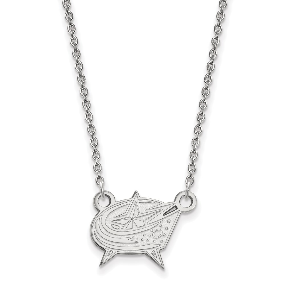 10k White Gold NHL Columbus Blue Jackets Necklace, 18 Inch