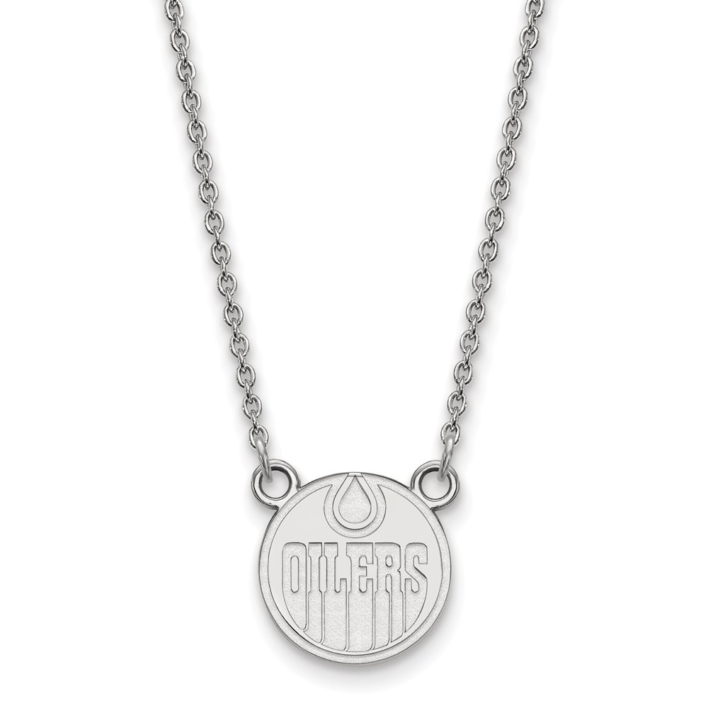 10k White Gold NHL Edmonton Oilers Necklace, 18 Inch