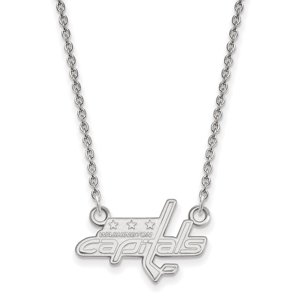10k White Gold NHL Washington Capitals Necklace, 18 Inch