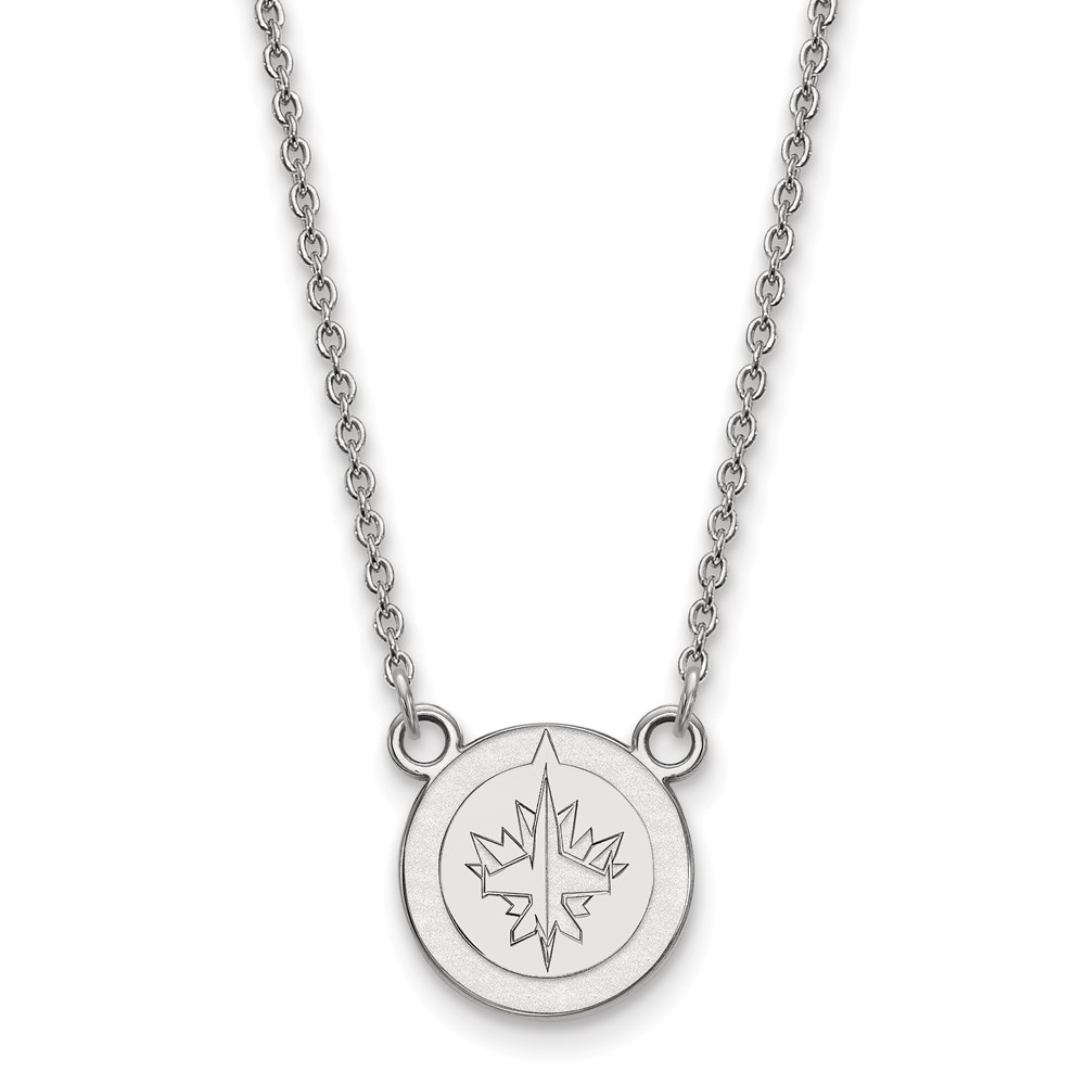 10k White Gold NHL Winnipeg Jets Necklace, 18 Inch