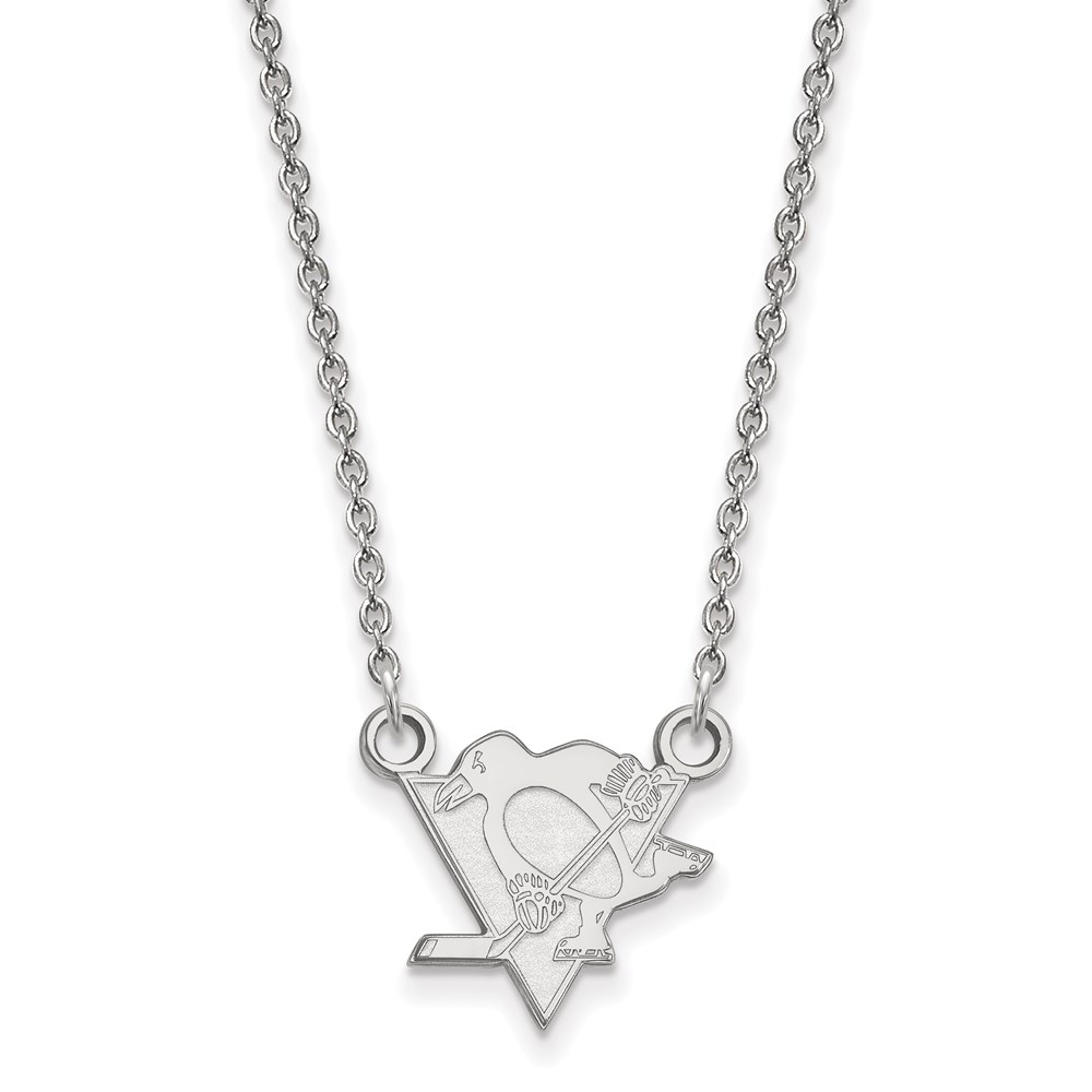 10k White Gold NHL Pittsburgh Penguins Necklace, 18 Inch