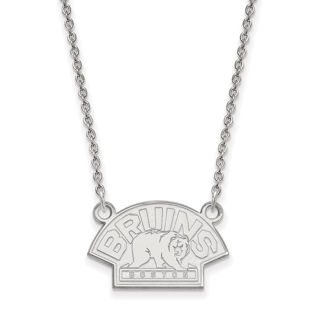 10k White Gold NHL Boston Bruins SM Necklace