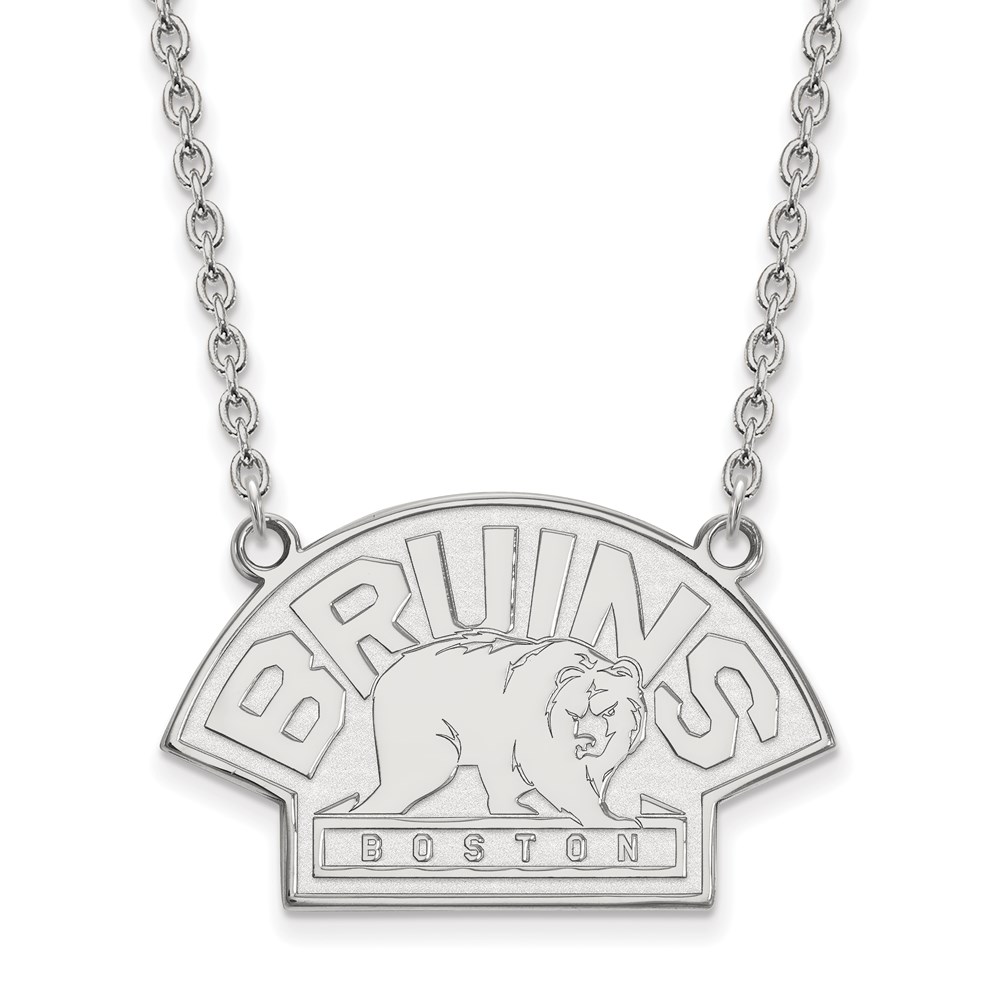 10k White Gold NHL Boston Bruins LG Necklace