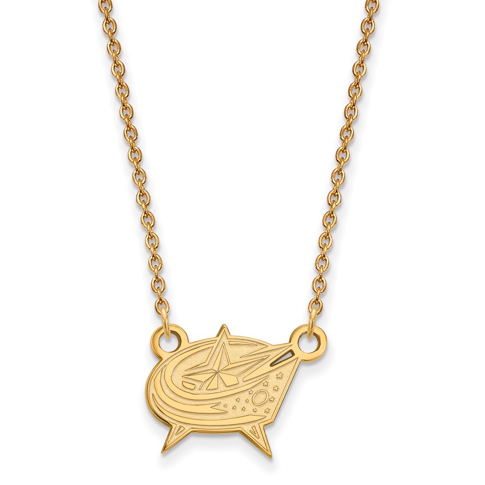 10k Yellow Gold NHL Columbus Blue Jackets Necklace, 18 Inch