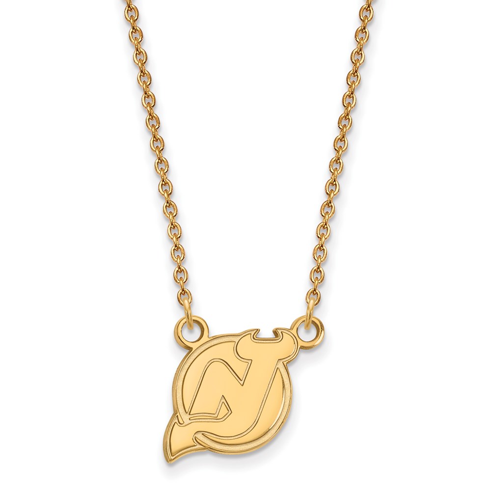 10k Yellow Gold NHL New Jersey Devils Necklace, 18 Inch