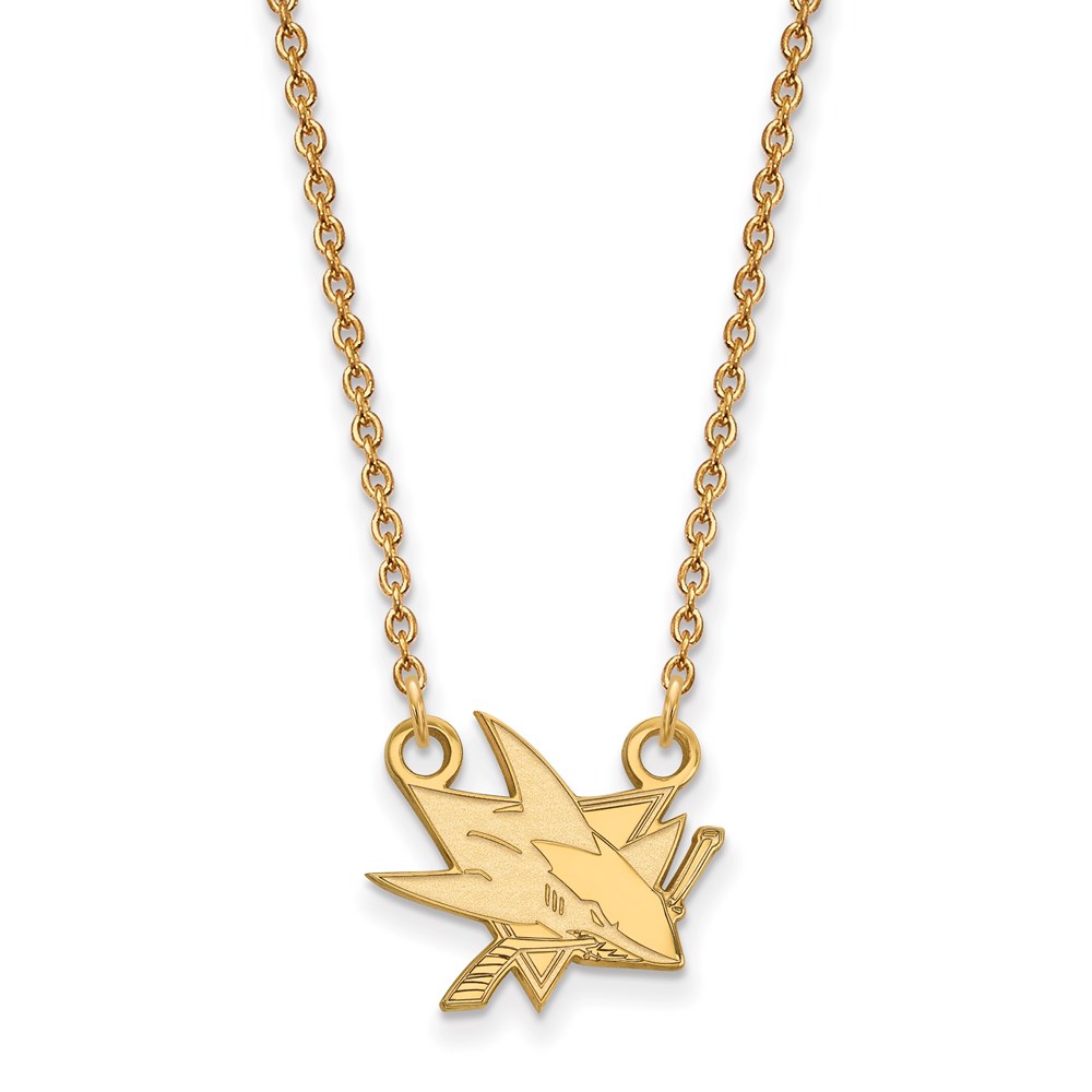 10k Yellow Gold NHL San Jose Sharks Necklace, 18 Inch