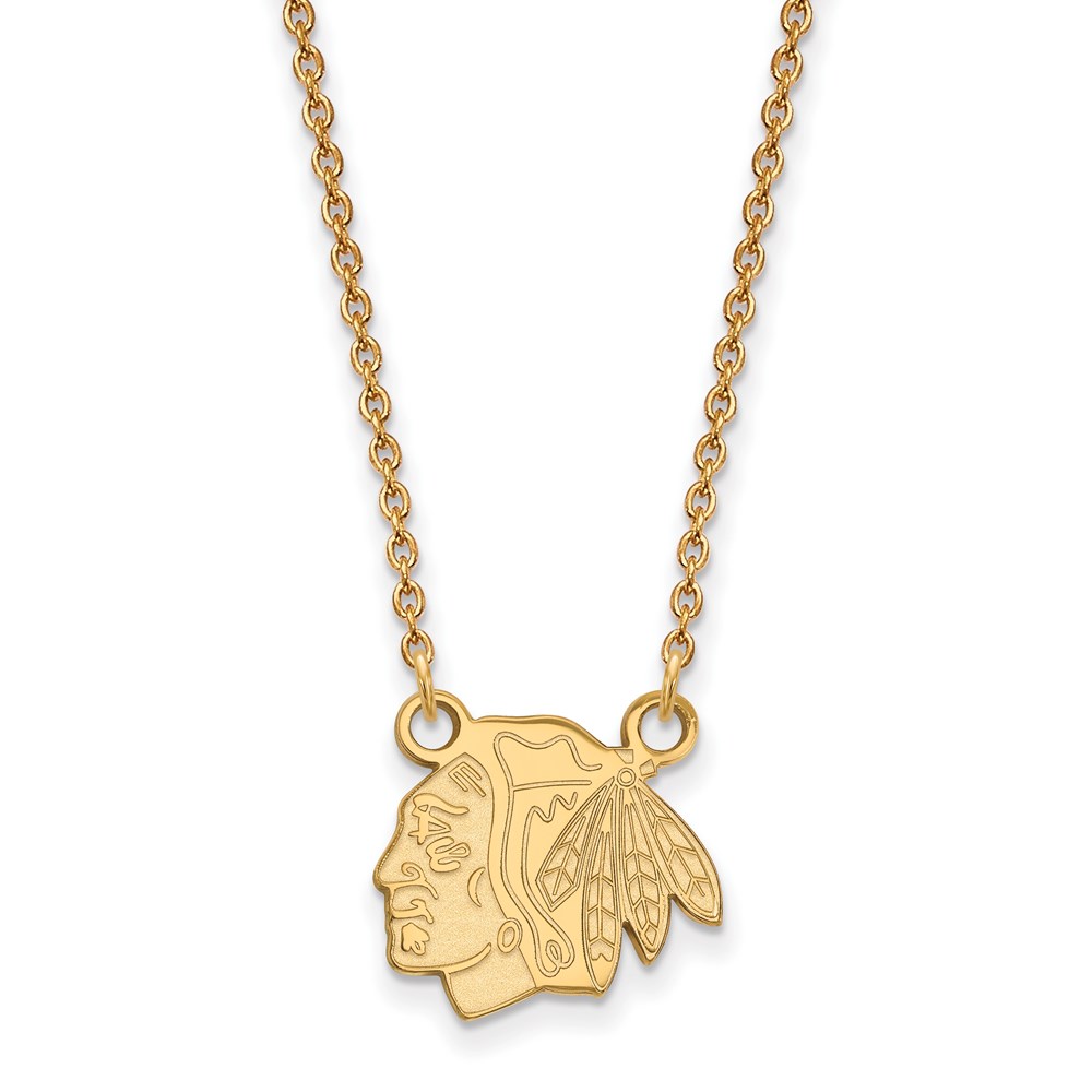10k Yellow Gold NHL Chicago Blackhawks Necklace, 18 Inch