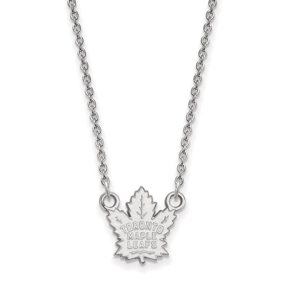 14k White Gold NHL Toronto Maple Leafs Necklace, 18 Inch