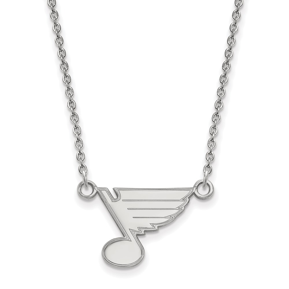 14k White Gold NHL St. Louis Blues Necklace, 18 Inch
