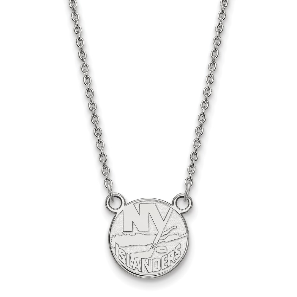 14k White Gold NHL New York Islanders Necklace, 18 Inch