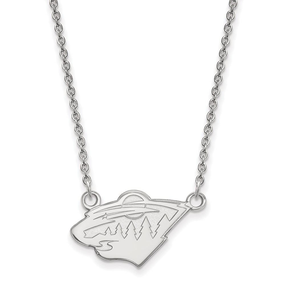 14k White Gold NHL Minnesota Wild Necklace, 18 Inch