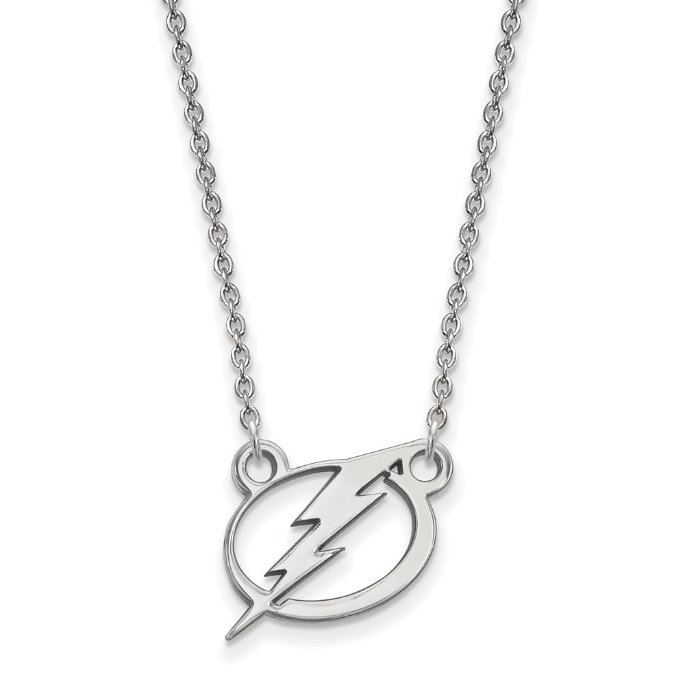14k White Gold NHL Tampa Bay Lightning Necklace, 18 Inch