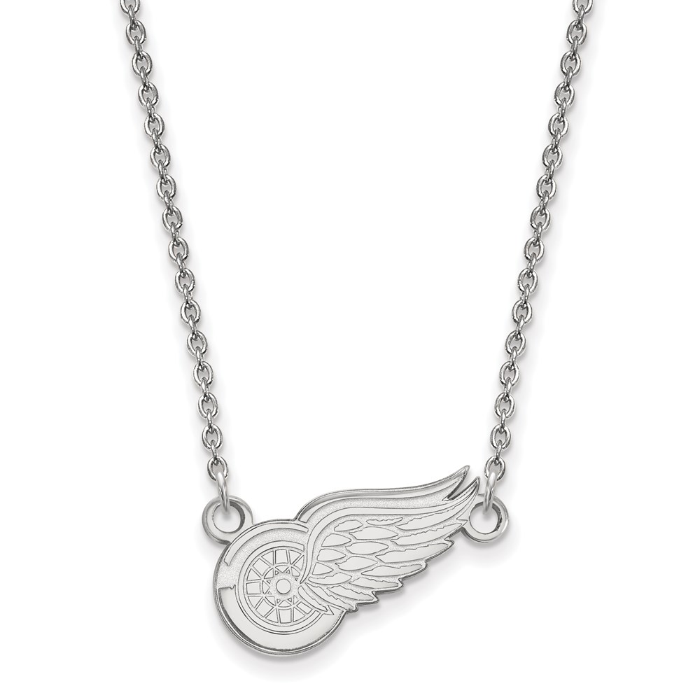 14k White Gold NHL Detroit Red Wings Necklace, 18 Inch