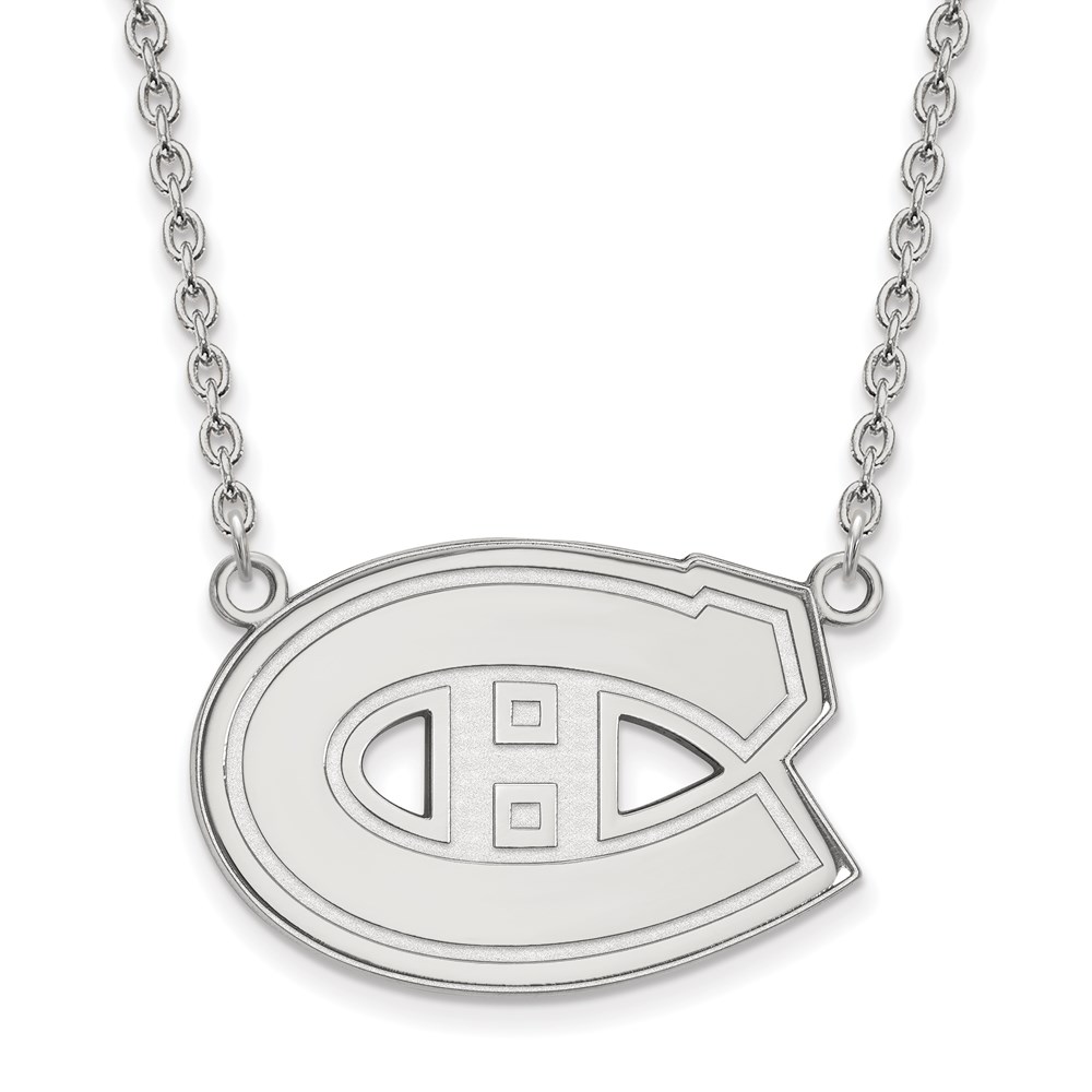 14k White Gold NHL Montreal Canadiens Necklace, 18 Inch