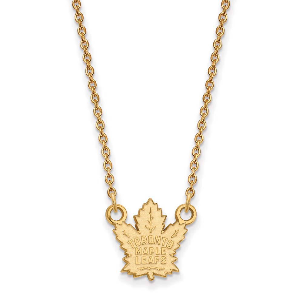 SS 14k Yellow Gold Plated NHL Toronto Maple Leafs SM Necklace
