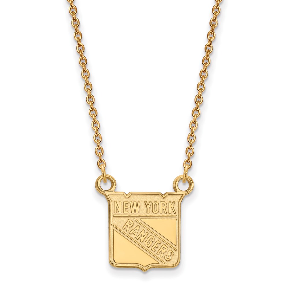 SS 14k Yellow Gold Plated NHL New York Rangers Necklace, 18 Inch