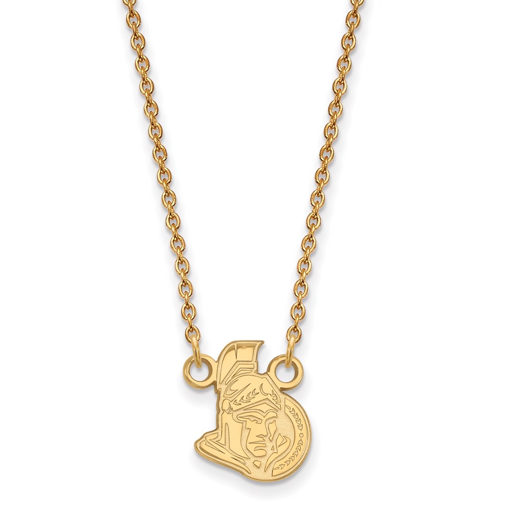 SS 14k Yellow Gold Plated NHL Ottawa Senators Necklace, 18 Inch