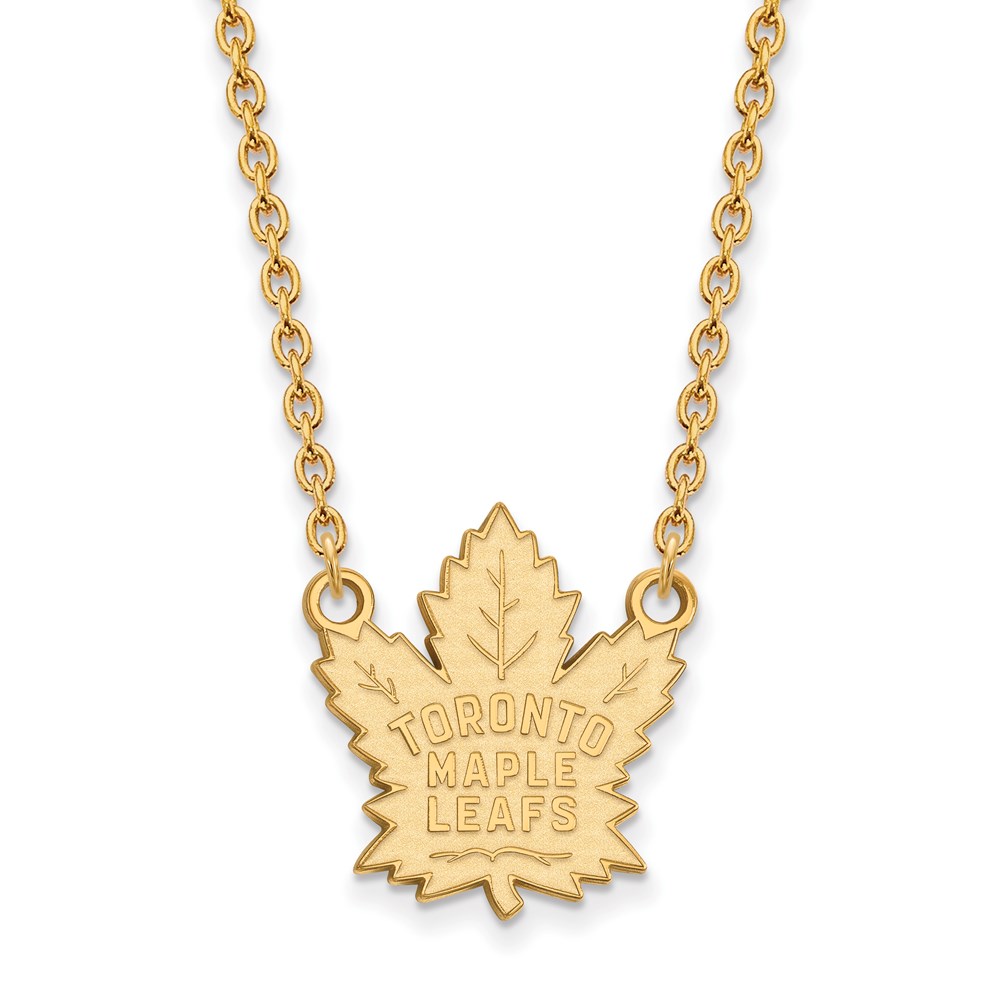 SS 14k Yellow Gold Plated NHL Toronto Maple Leafs LG Necklace