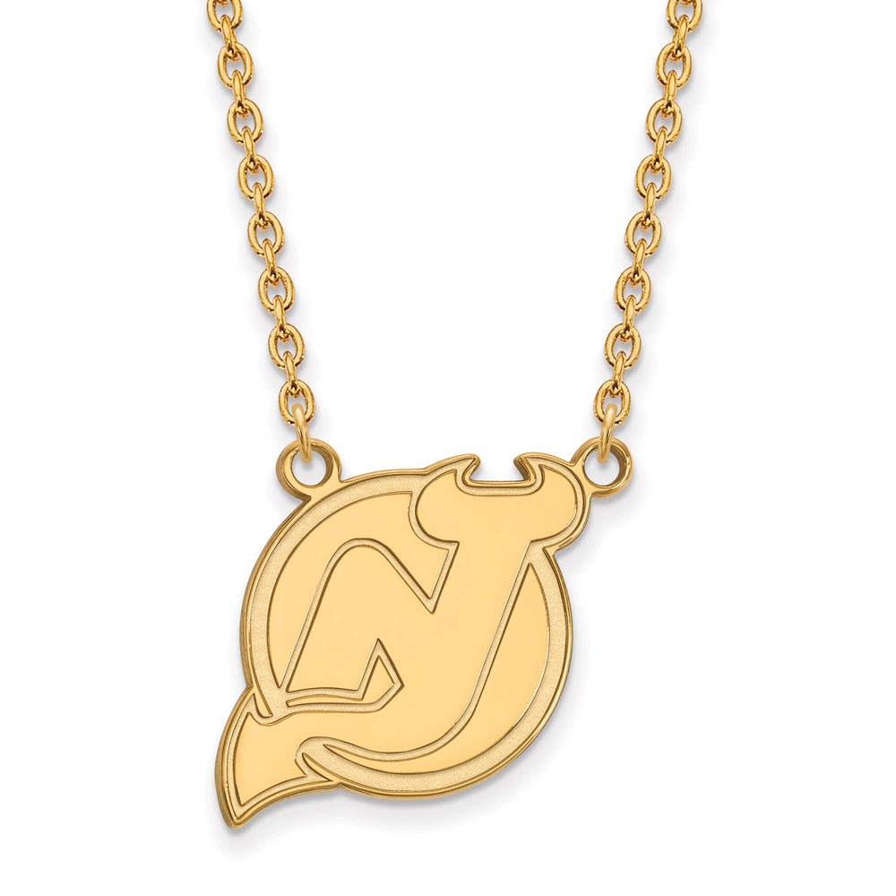 SS 14k Yellow Gold Plated NHL New Jersey Devils LG Necklace
